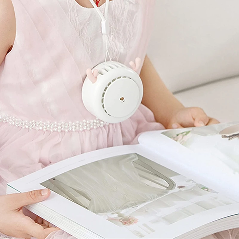 Миниатюрный персональный Ручной Веер с мультяшным оленем без лопастей