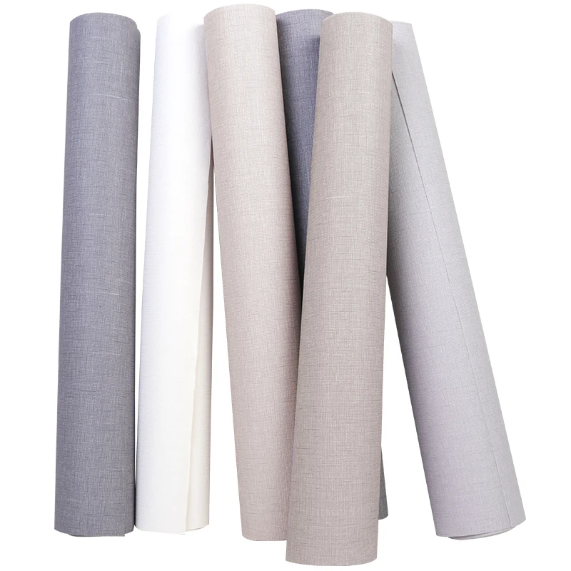 Новая однотонная льняная серая настенная бумага в нордическом стиле современные