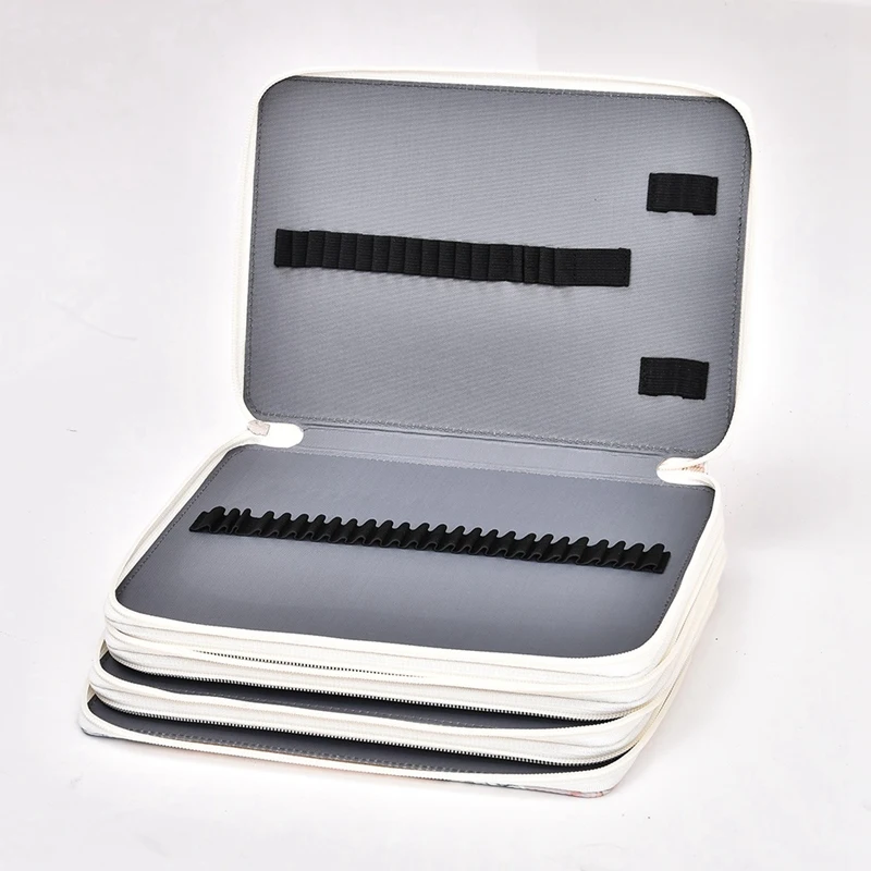 

200 Hole PU Pencil Bag Student Stationery Bag Art Painting Storage Bag