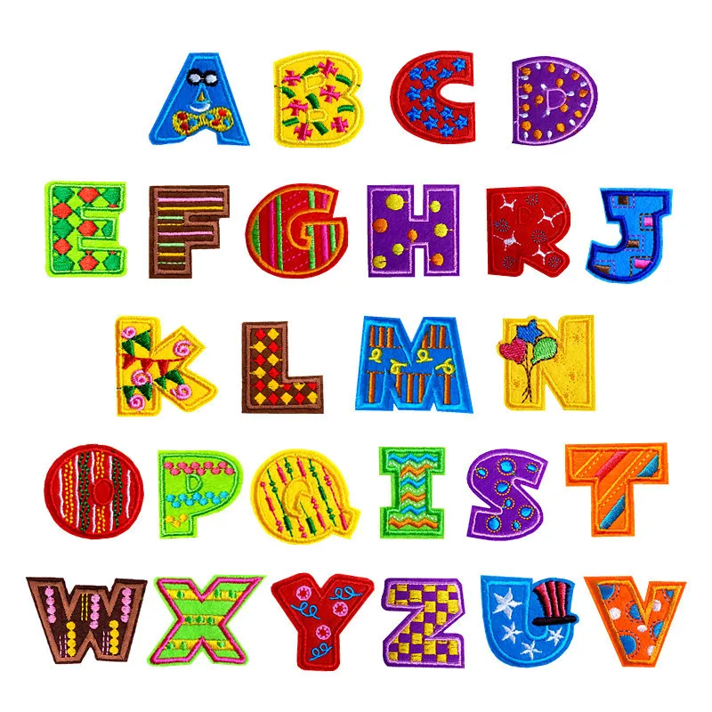 

New Embroidery Cloth Stickers English Letters Diy Clothes Hole Patch Stickers 26 Letters Cloth Label