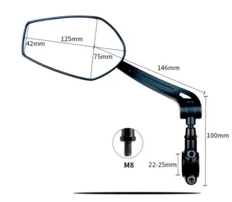 

Bicycle Handlebar Reflector Rear View Mirror Mountain Bike Electrical Bike Wide-Range Adjustable Angles Mirror