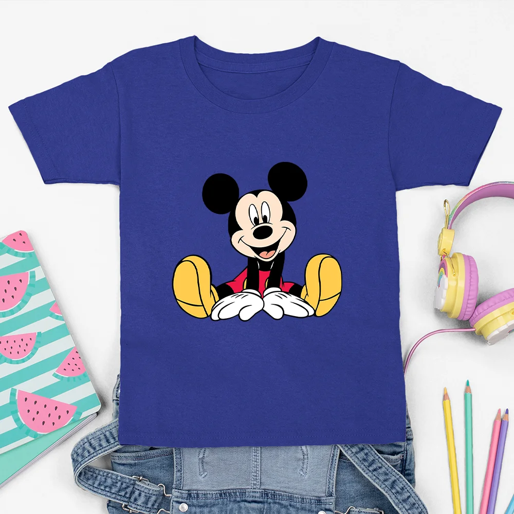 Kids Boys T-shirts Baby Cute Mickey Mouse Tops Children Short Sleeve Streetwear 3 to 12 Years Harajuku Boy Girl T Shirts Disney