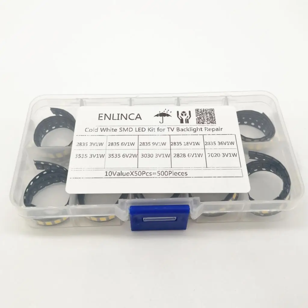 Светодиодный комплект SMD 500 шт. холодный белый 10 valuesx50pcs 2835 3030 3535 2828 7020 9500 11000K 3 в 6 9 18