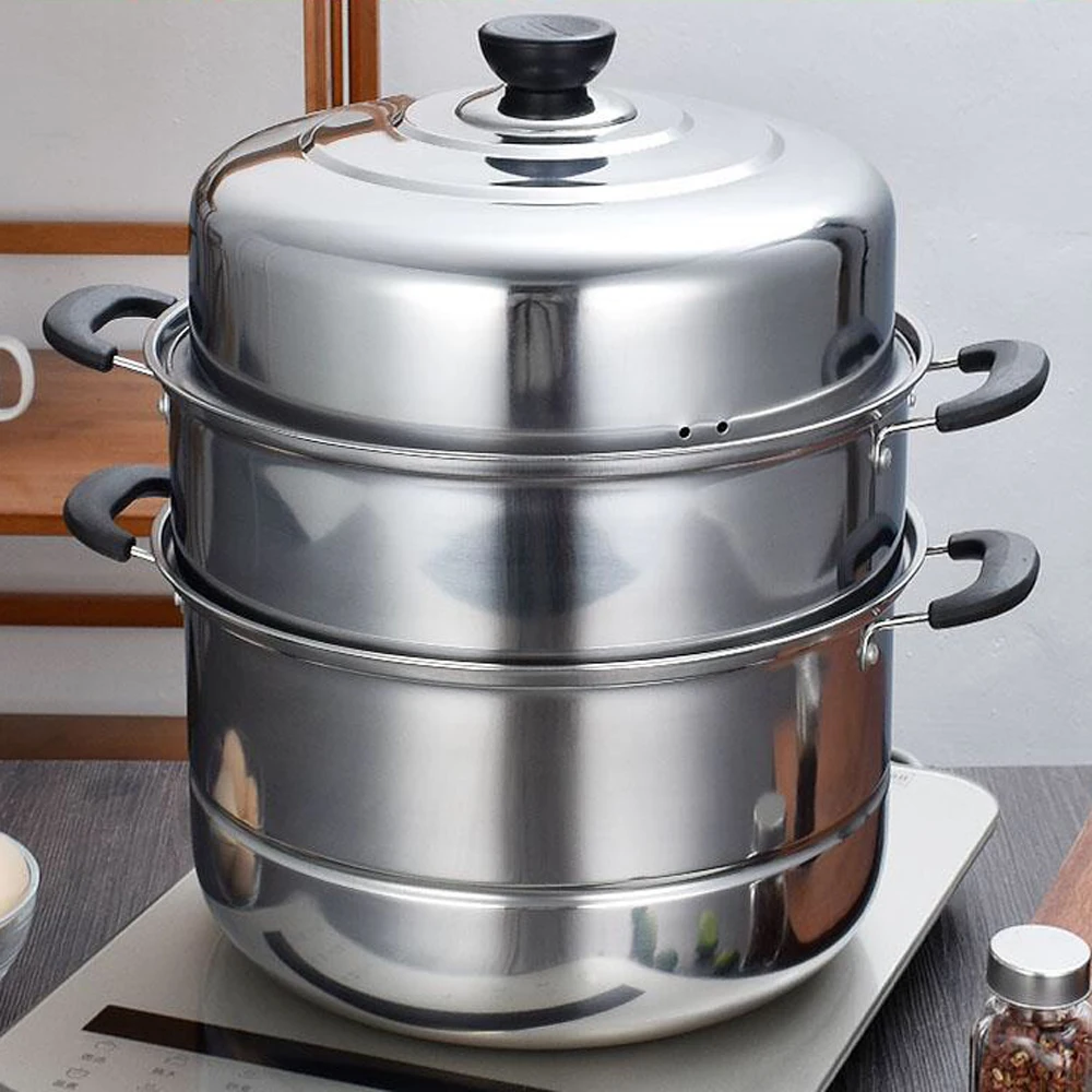 Пароварка из нержавеющей стали толстая кастрюля для приготовления супа 2 3 уровня