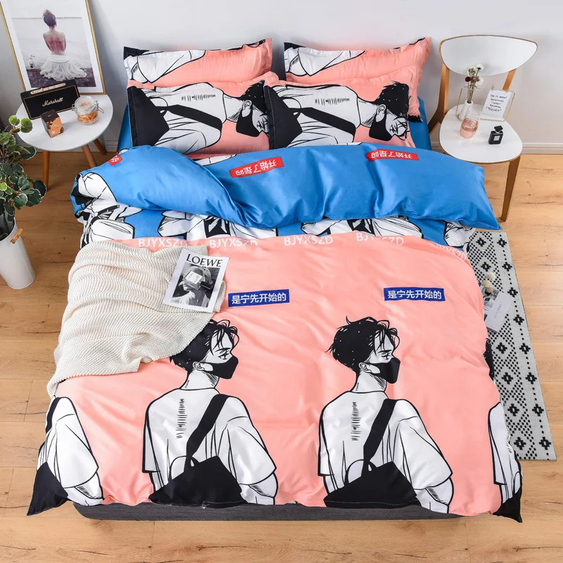 Новый комплект постельного белья с мультяшным милым котиком уткой и смайликом