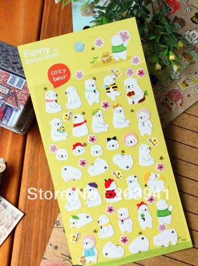 

1 шт./лот, Корея, «сделай сам», многофункциональная забавная декоративная наклейка «Белый медведь» из ПВХ, декоративная этикетка, подарок