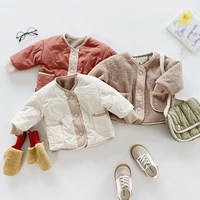 childrens cotton padded jacket boys and girls clothes baby down cotton inner liner double sided wear plus velvet warm cardigan