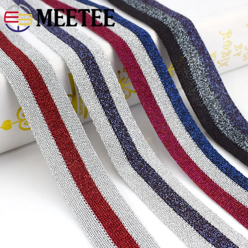 15 ярдов 3 см золотистые и Серебристые полосатые вязаные ленты спортивные штаны