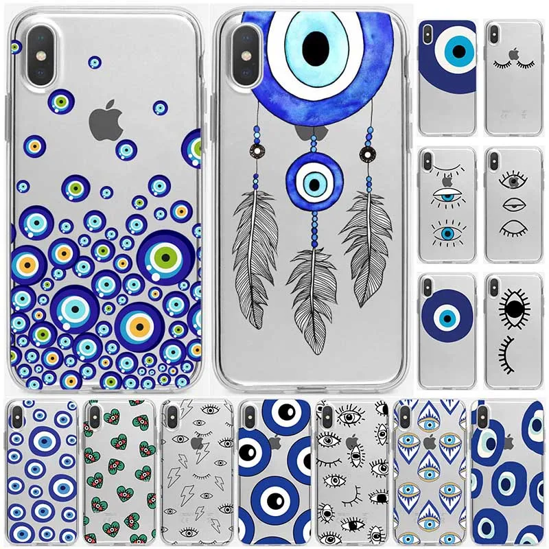 Прозрачный чехол для телефона Iphone 7 XR 6s иллюстрации сглаза IPhone MAX XS X 5 6 8 Plus мягкий