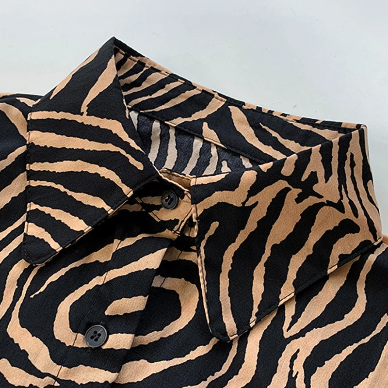 Женские блузки в винтажном стиле с леопардовым принтом рубашки длинным рукавом и