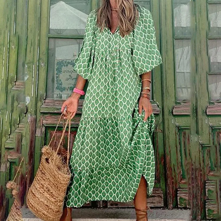 

New women's casual fashion loose big swing dress