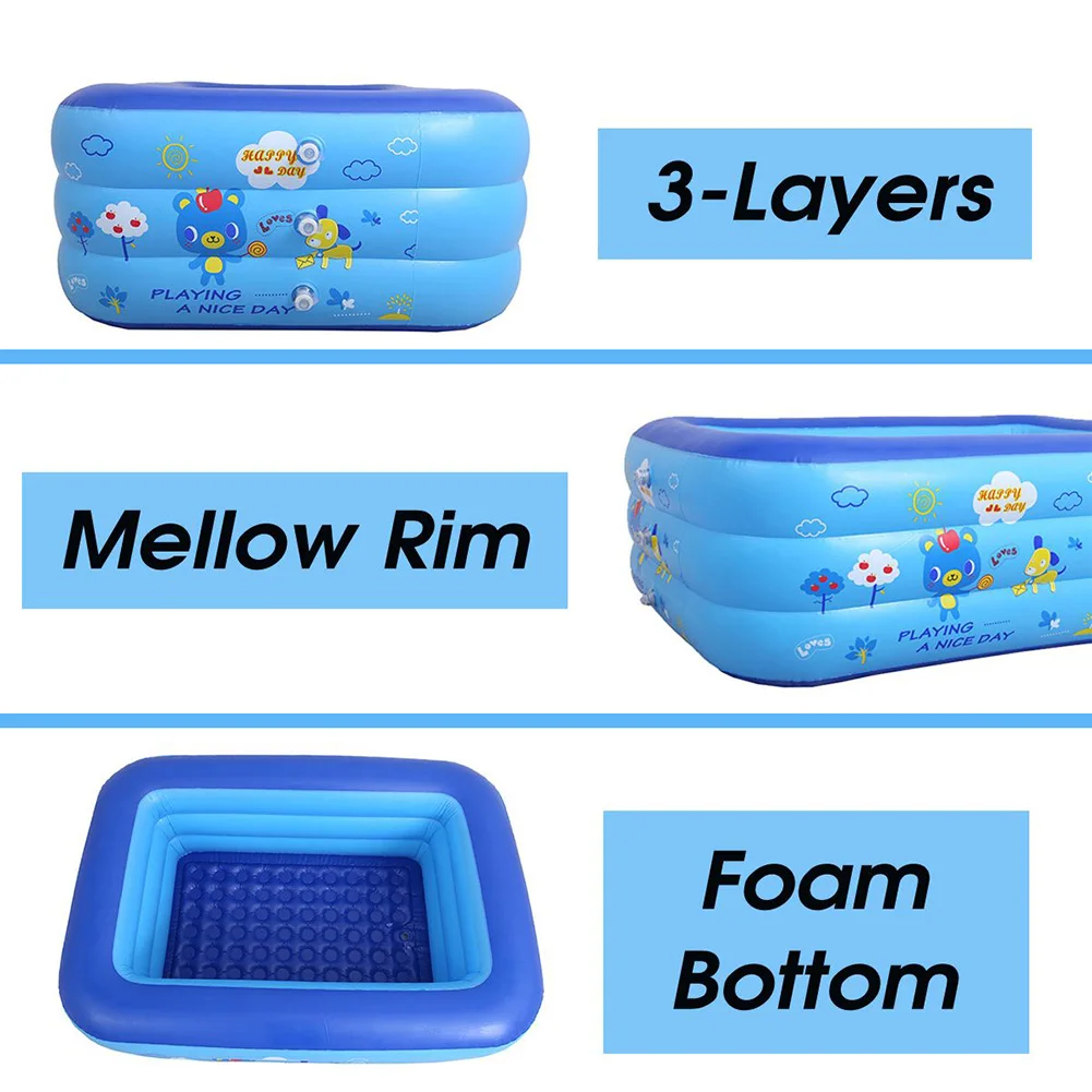 

120/130/150cm 3 Layers Inflatable Kids Swim Bathtub Water Play Swimming Pool