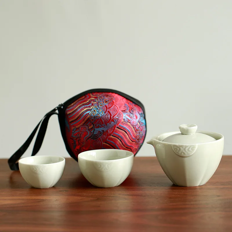 Японская керамическая чайная чашка для путешествий включает в себя 1 горшок 2