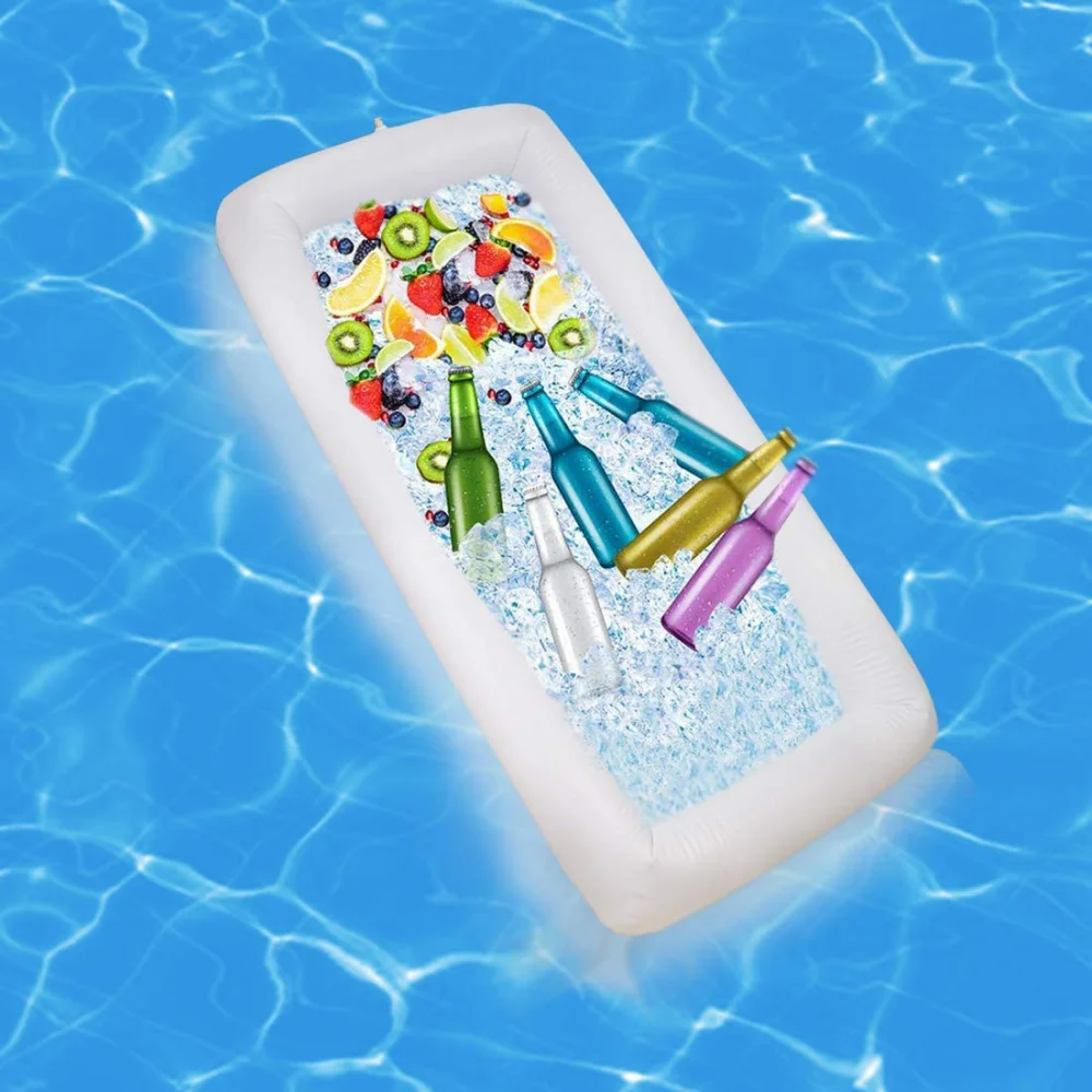 

Swimming Pool Float Beer Table Drinking Cooler Table Bar Tray Beach Inflatable Air Mattress Water Food Drink Holder Pool Floater