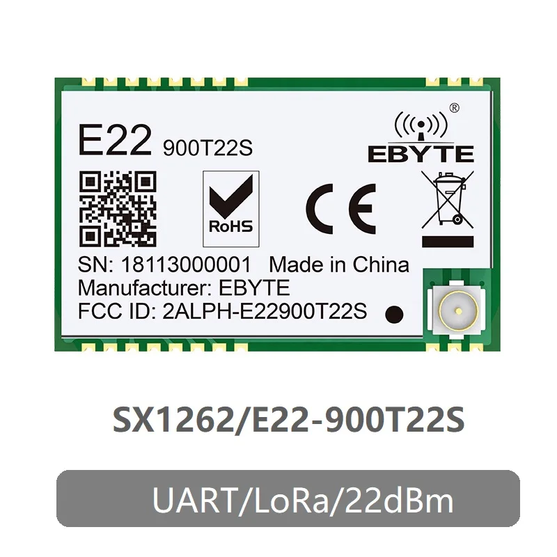 

E22-900T22S SX1262 UART TCXO Wireless RF Module 868MHz 915MHz Transceiver IoT SMD IPEX Interface Transmitter and Receiver