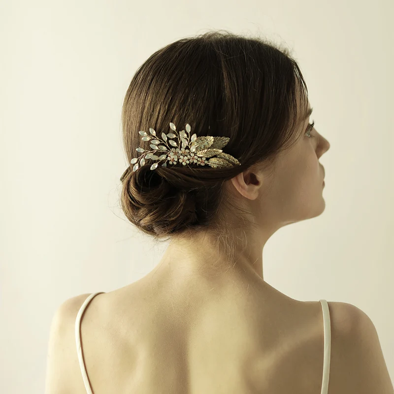 O829 цветок сливы Свадебная расческа для волос жемчужная Мода Гуди опал гребень