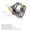 

Design personality multi-layer natural gemstone inlaid 925 silver gold-plated vine pavé ring rings for women jewellery