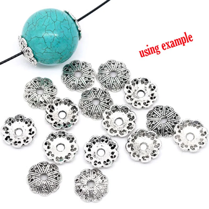 Восемь лепестков из цинкового сплава бусины-Концевики с отверстиями Цветочные