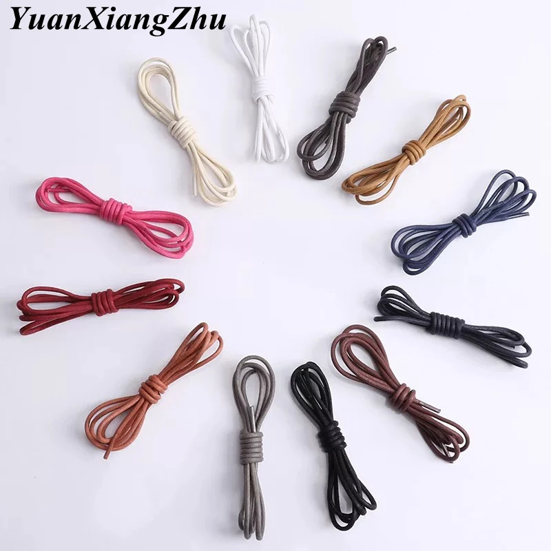1Pair Waxed Cotton Round Shoe laces Leather Waterproof ShoeLaces Men Martin Boots Shoelace Shoestring Length 80/100/120/140CM