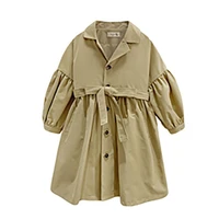 kids jacket girls long outerwear for baby girls casual coats toddler children hooded clothing spring solid trench coat