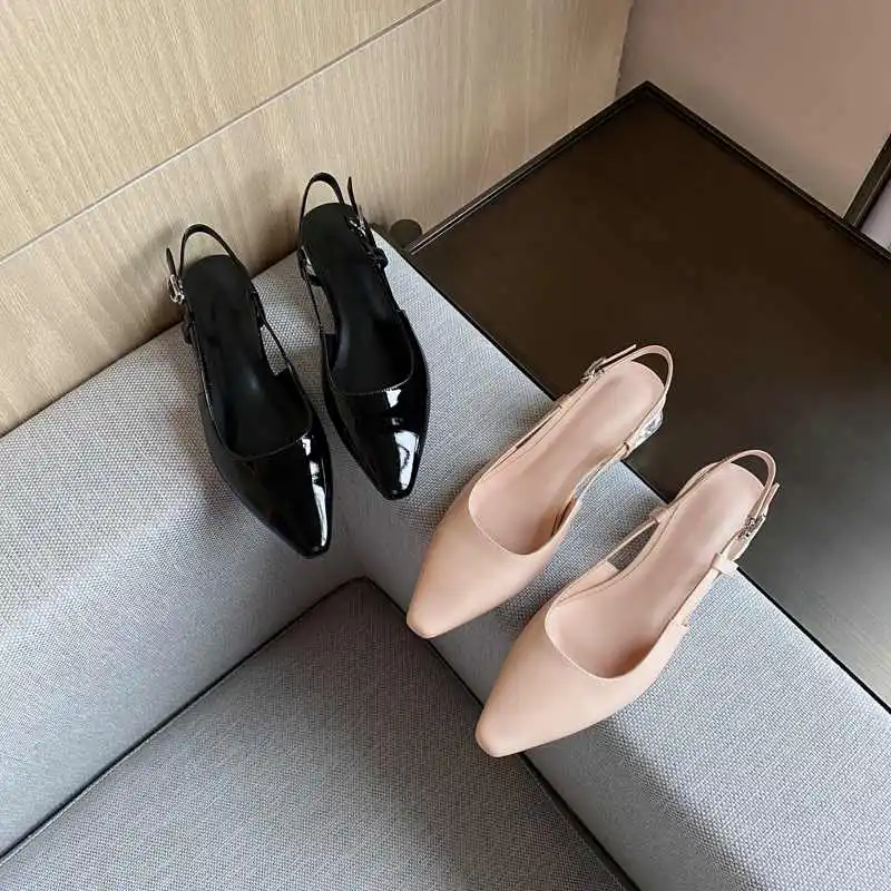 

Krazing Pot genuine leather small square toe crystal med heel Korean street beauty lady daily wear summer basic women pumps L22