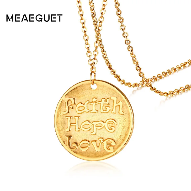 Очаровательная Ручная монета подвеска женское ожерелье золотого цвета Вера