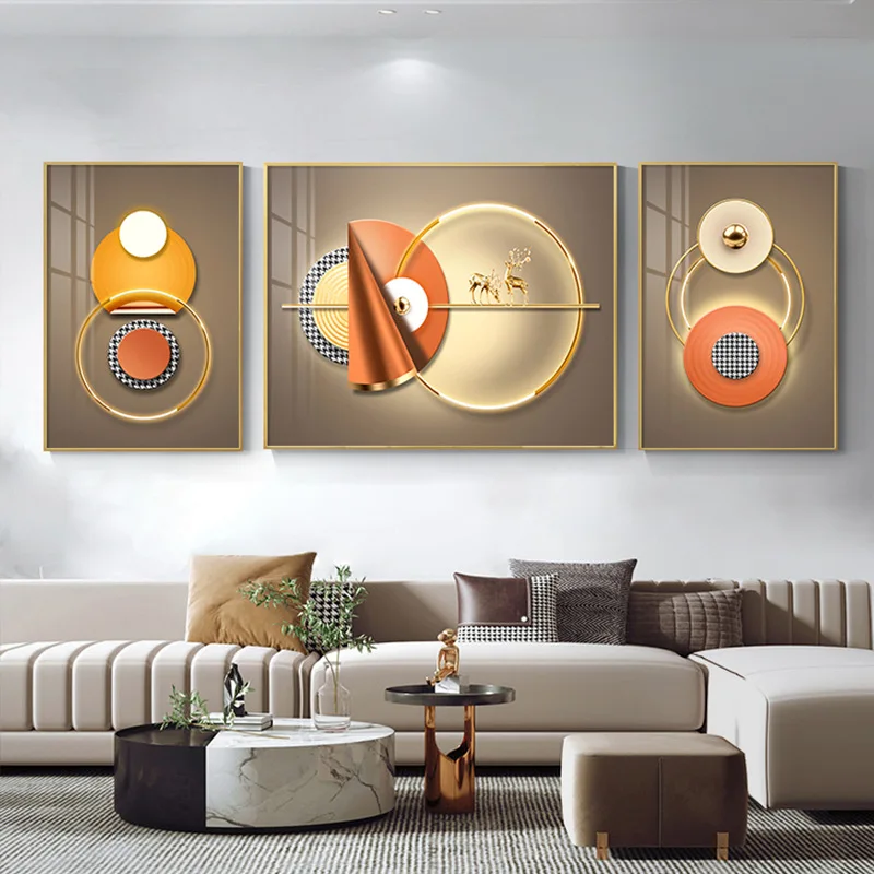 

Оранжевый геометрический комбинированный фотоальбом, абстрактный современный постер в скандинавском стиле, Картина на холсте, картина для гостиной, домашний декор