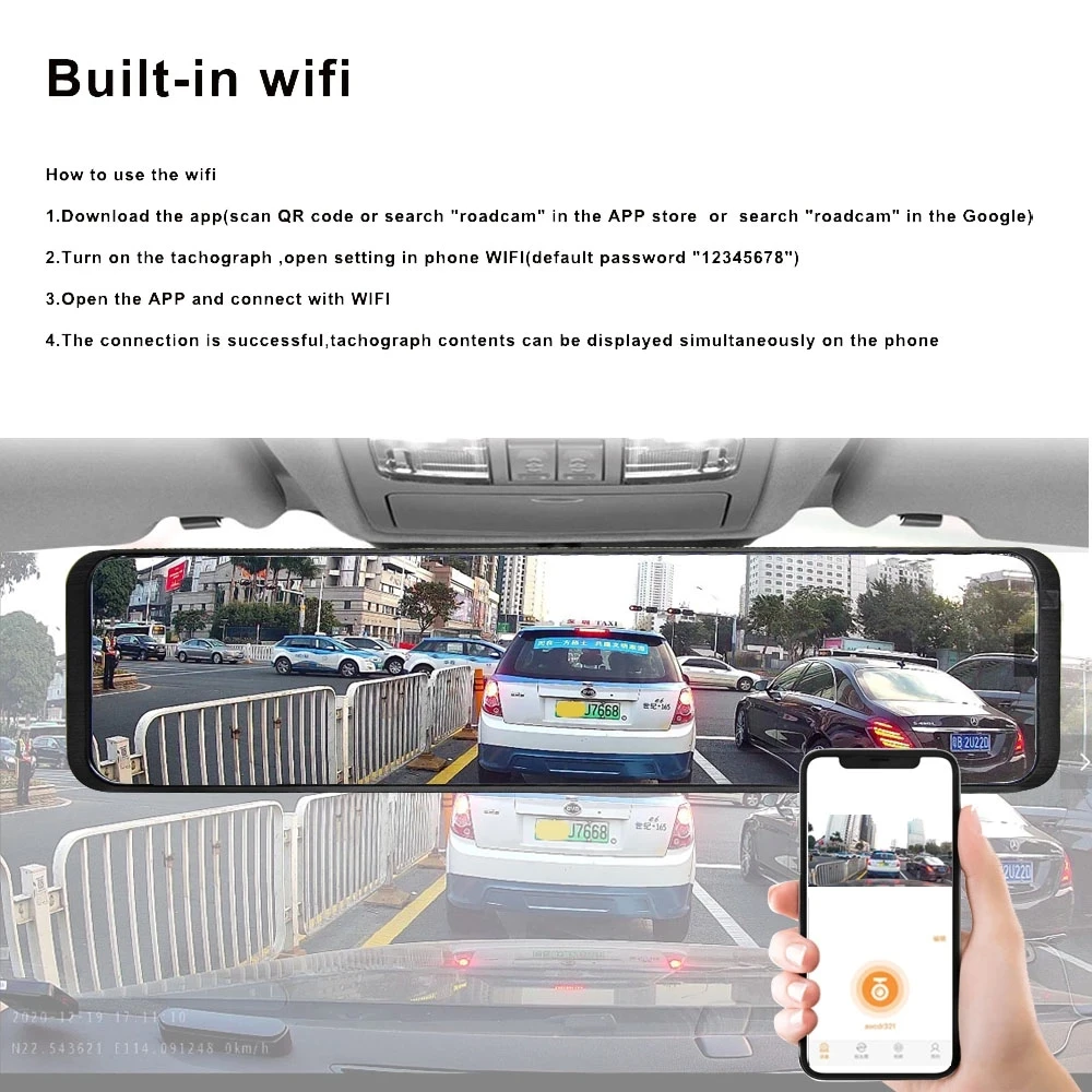 12 &quot2160P 4K WI FI GPS для автомобиля двойной Камера видео Регистраторы зеркального