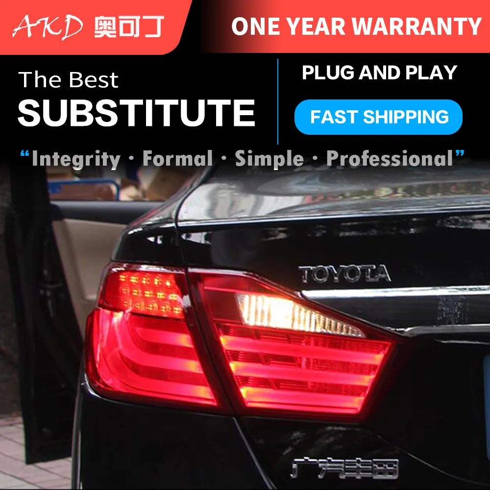 

Задний фонарь AKD для Toyota Camry 2012-2014, светодиодный задний фсветильник DRL, задний фонарь, сигнал поворота, задний тормоз
