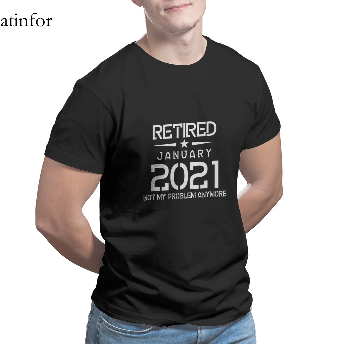 

RETIRED JANUARY 2021 NOT MY PROBLEM ANYMORE RETIRE T-Shirt Wholesale Clothes Cute Kawaii Oversized Cosplay Men Clothing 15822