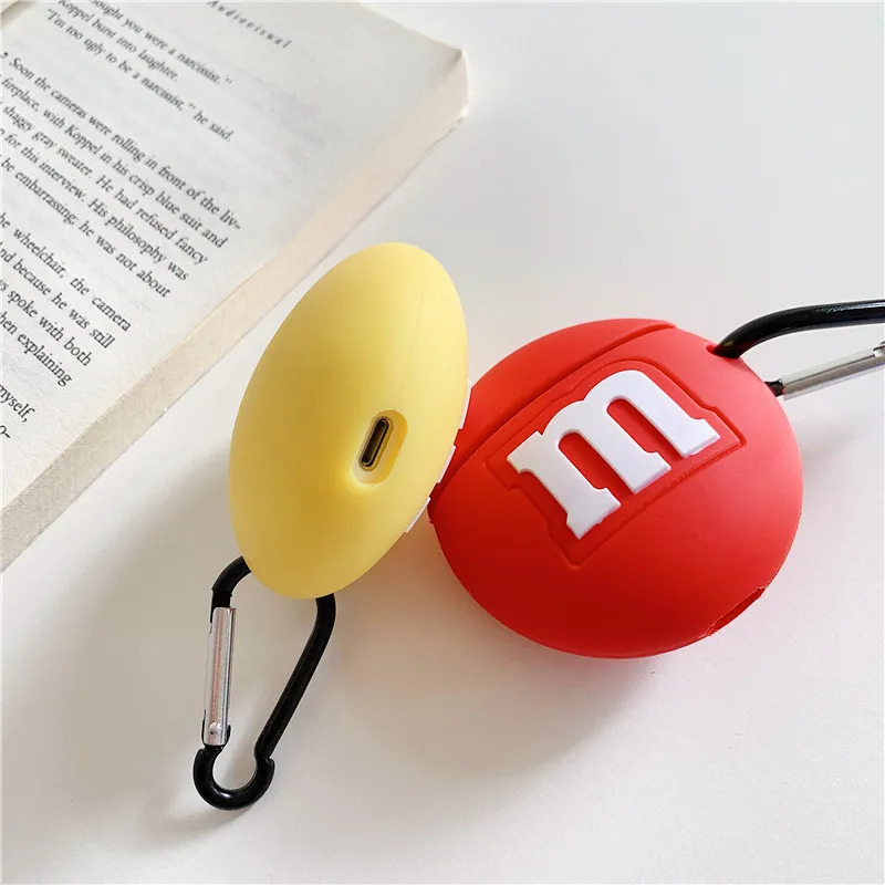 

For AirPods 1 2 Case Cute Cartoon Chocolate Bean Yellow Cases For Airpod Case Soft Silicone Earphone Cover Funda Keychain MNL2