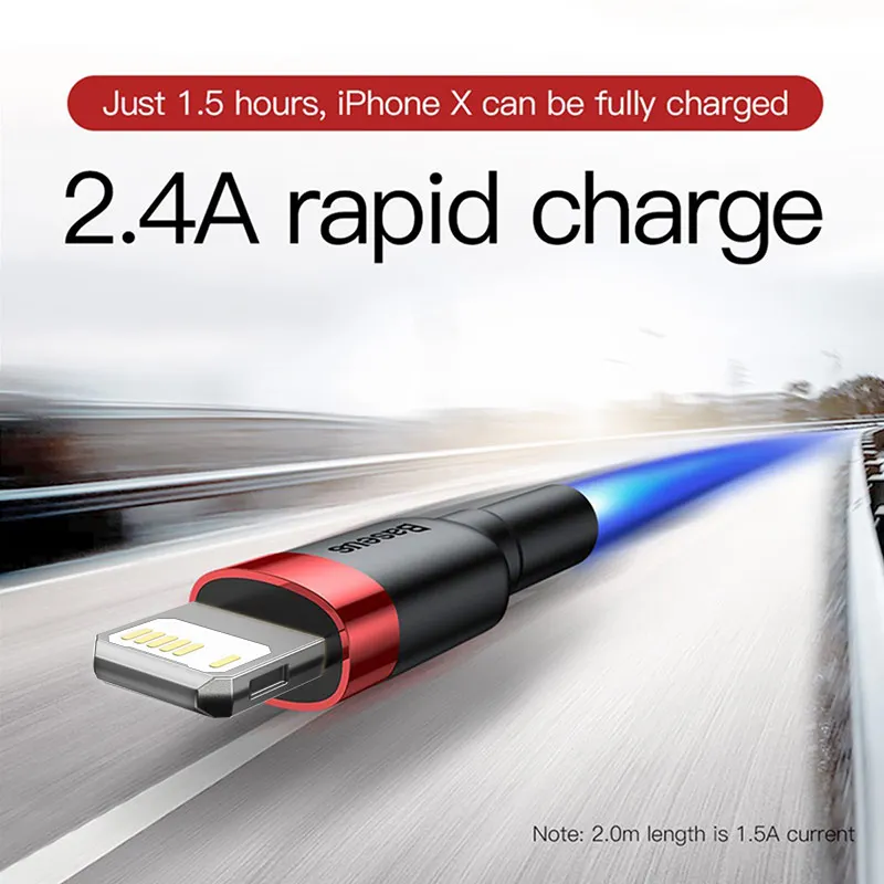 USB-кабель Baseus для iPhone 11 Pro Max XR X 8 12 Mini iPad 2 4 А зарядное устройство быстрой зарядки
