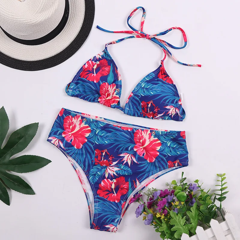 

High Waist Bikini Women Swimsuit Push Up Swimwear Bandage Floral Bikini Set Print Brazilian Bathing Suit Swim Suit Female F74