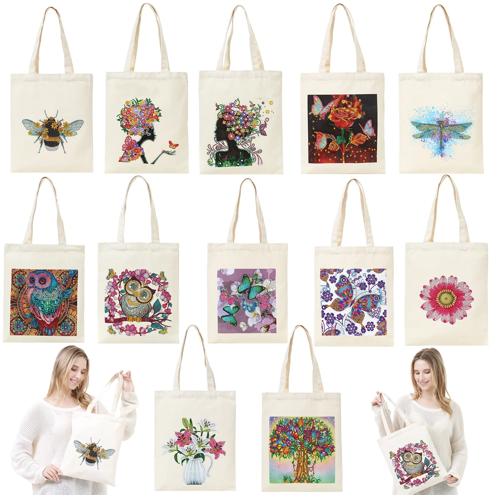

Diamond Painting Bag Tote Bag Cotton Reusable Durable Painting Handbag Embroidery Kit Travel Bag Diamond Art Bag New