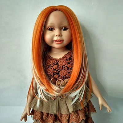 orange white blended Парики только! Mocca блонд оранжевый большие кудри 30 см длинные 100 г синтетический кукольный парик для 1" Высота американская кукла с 10-11" головой - Цвет: orange white blended