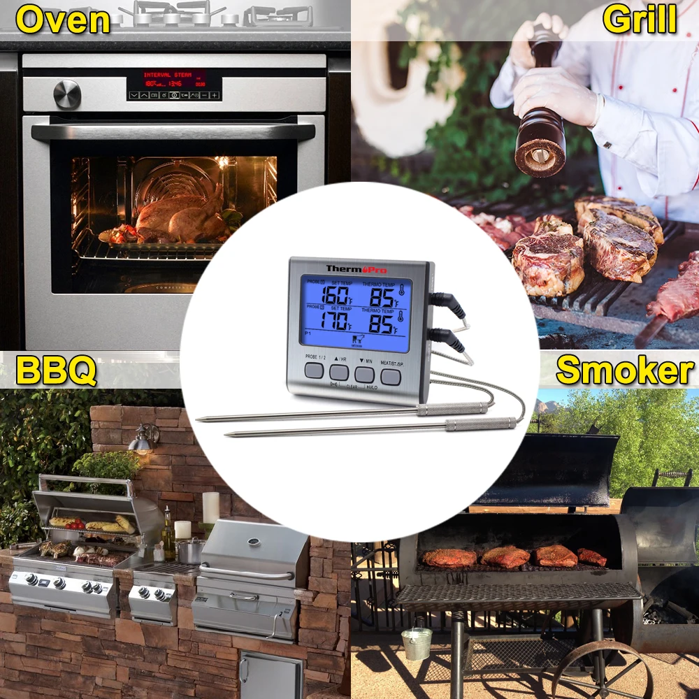ThermoPro TP17 Цифровой Кухонный Термометр для духовки Мяса термометр с таймером