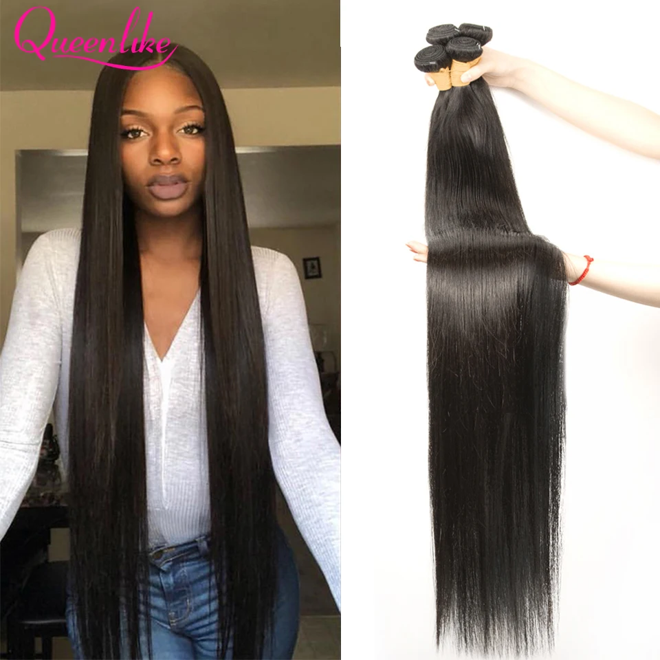 

36 38 40 inch Straight Hair Bundles Peruvian Hair Bundles Remy Human Hair Extensions 1/3/4 Bundle Deals Weave Double Weft Weave