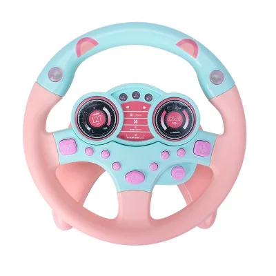 Pink Аналоговый сопилотный Детский Музыкальный руль с шасси, обучающая игрушка для раннего образования - Цвет: Pink