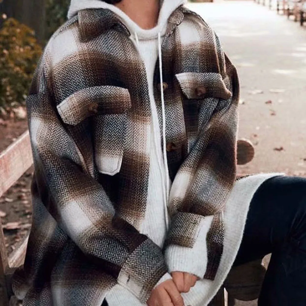 Винтажное Женское шерстяное пальто с длинным рукавом модное женское плотное