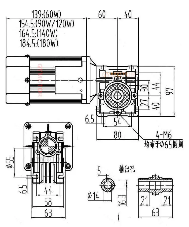 120W three-phase 220V/380V gear reducer motor +RV30 worm | Обустройство дома