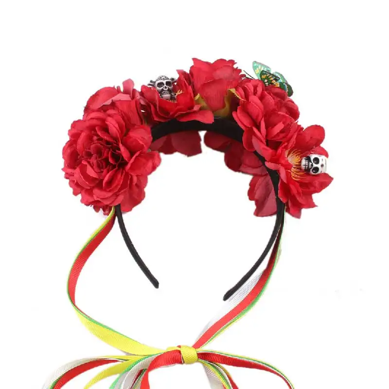

Повязка на голову с цветочной короной, повязка на голову с нежным цветком, Пляжная лента на голову, регулируемая застежка для волос, элегант...