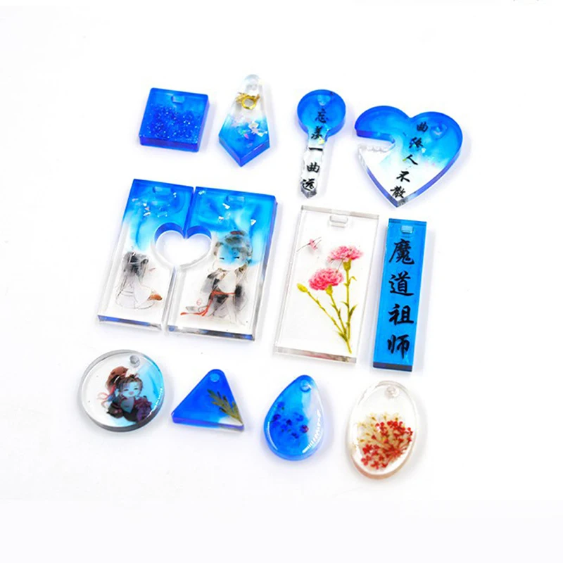 

Assorted Tag Silicone Mold Star Heart Round Bow Bone Rectangle Paw Charm Mold Resin Pendant Making Pet Tags Silicone Mold