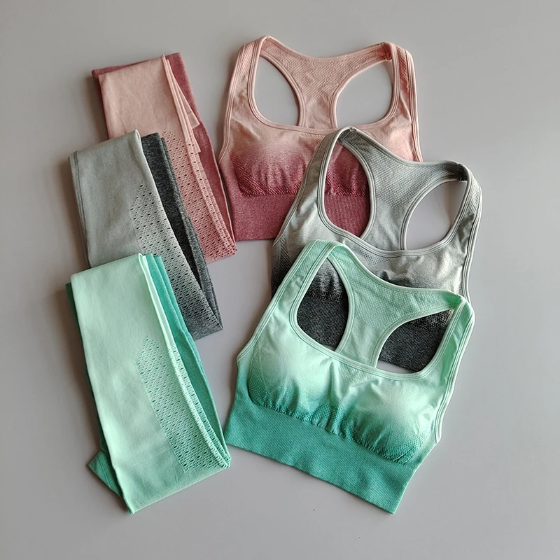 2 Piece Sport Outfit  Women Gym Yoga Set Fitness Clothing  Seamless Sport Leggings Sports Bra Running Sport Wear