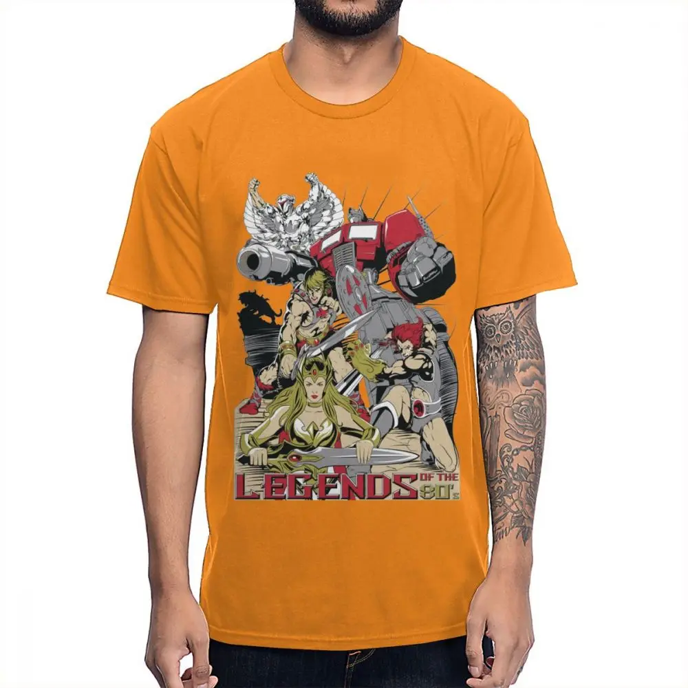 Классическая футболка с героями мультфильмов 80S He-Man Optimus Prime She-Ra Princess OF power Thundercats Мягкая тонкая мужская футболка - Цвет: Оранжевый