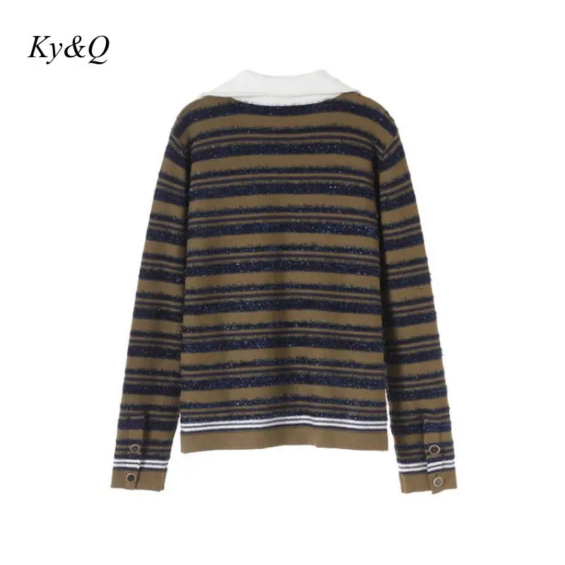 Бренд Дизайн Подиум контрастный полосатый Яркий шелковый нагрудный женский