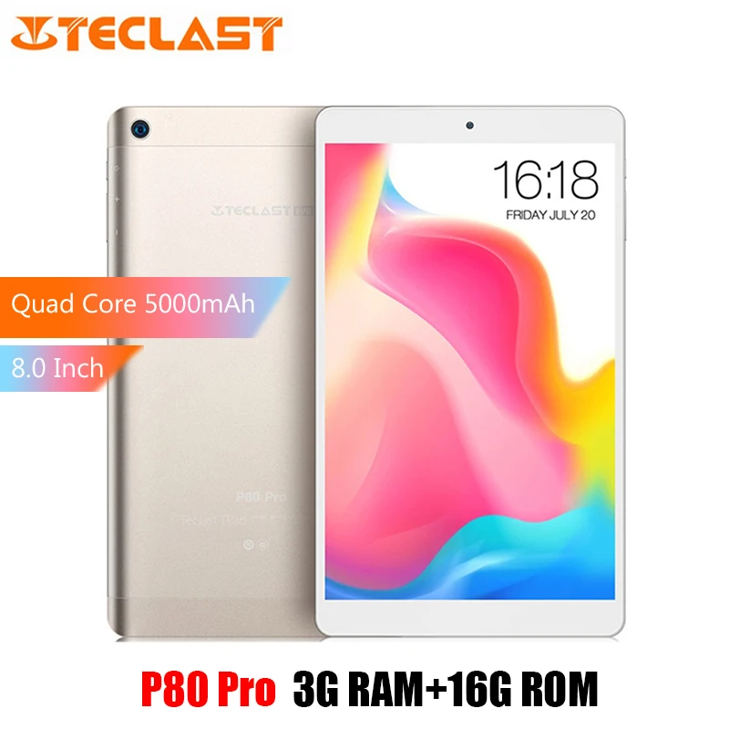 Teclast P80 Pro планшетный ПК 8,0 дюймов Full HD Android 7,0 3 Гб ram 16 Гб eMMC rom MTK8163 четырехъядерный двухъядерный процессор WiFi HDMI gps 5000 мАч