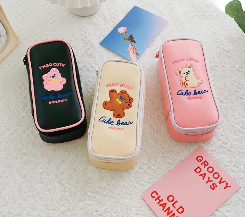 

Storage bag bear pencil case cute simple student ins with large capacity pencil case