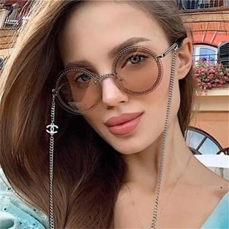 2020 популярные большие круглые солнцезащитные очки женские металлические оправа