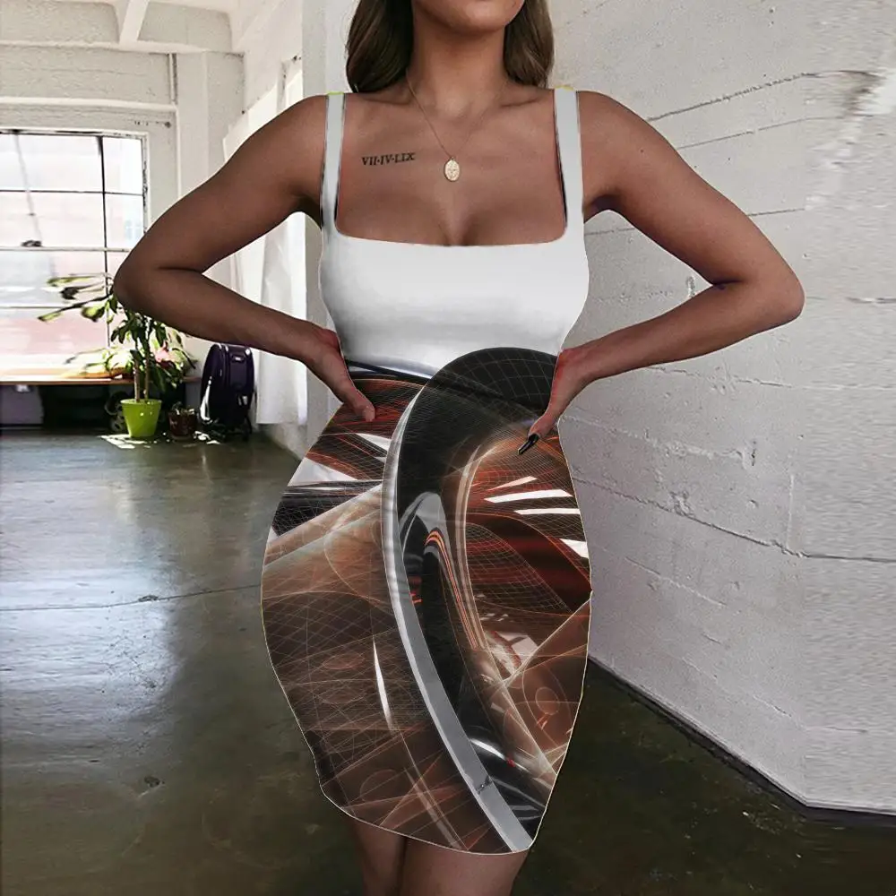 

Giyu Brand Metal Dress Women Engine Halter Sleeveless Gear Bodycon Dress Art Ladies Dresses Womens Clothing Party Vintage Boho