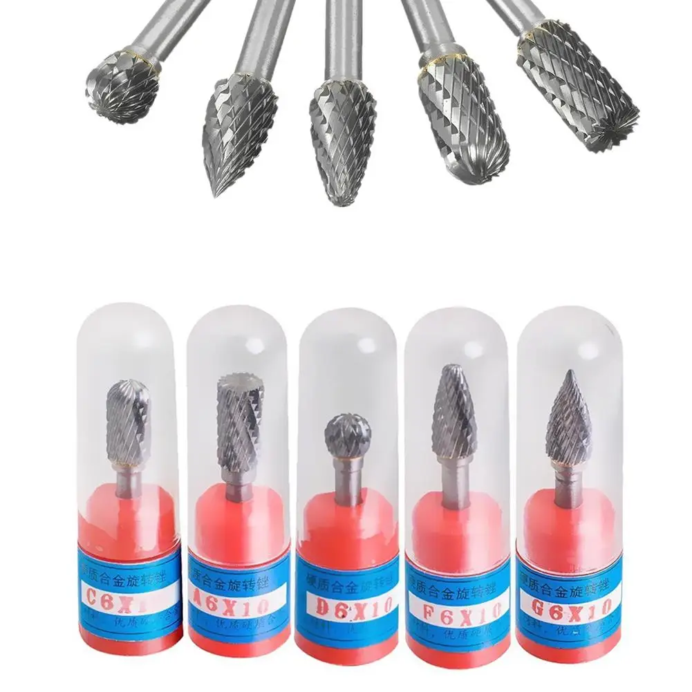 

5x Tungsten Carbide Burr 1/4" 6mm Rotary Cutter Files Set CNC Engraving CED 10mm